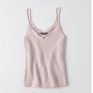 American Eagle Women's  Strappy Ribbed Knit Tank